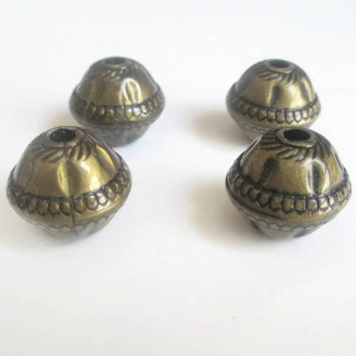 4 perles acrylique  couleur bronze 17x19mm 