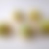 10 perles jaune moucheté vert en verre 12mm 