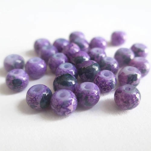 20 perles violet tréfilé vert foncé  en verre peint 4mm 