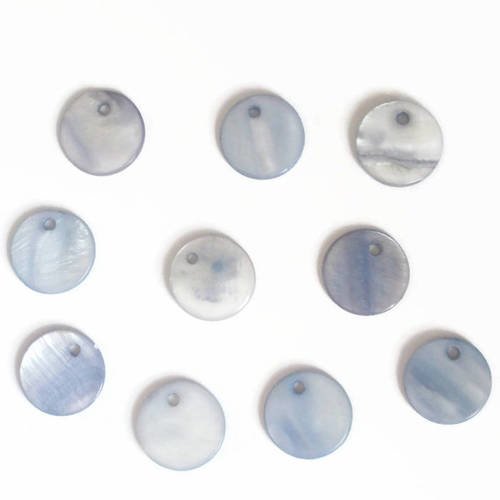 10 perles pendentifs nacre couleur bleu 10mm 