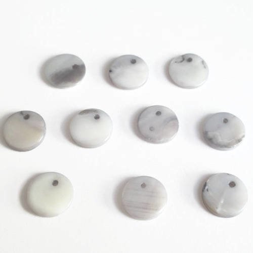 10 perles pendentifs nacre couleur gris  10mm 