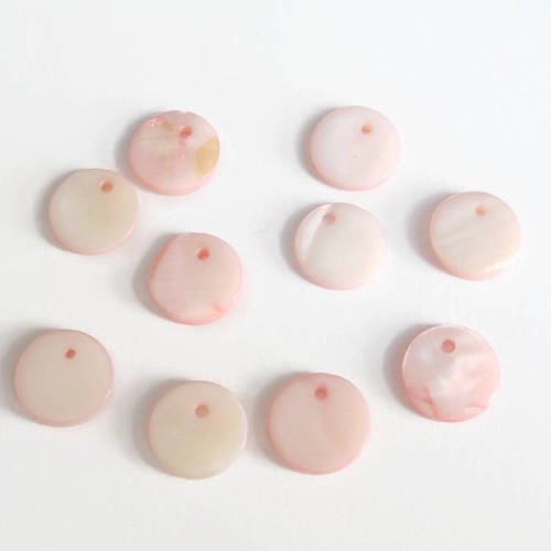 10 perles pendentifs nacre couleur rose clair 10mm 