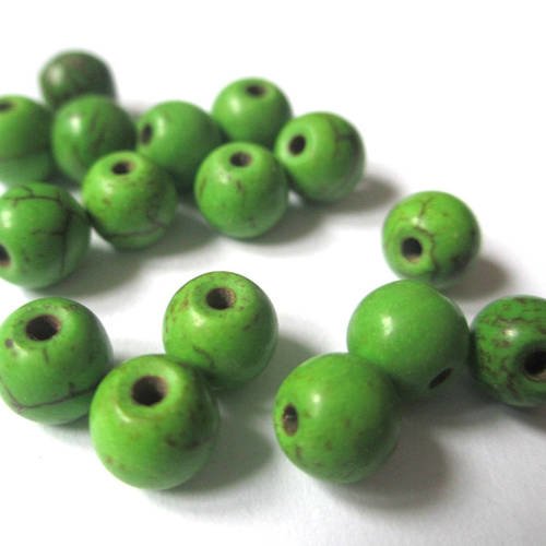 30 perles vert turquoise de synthèse howlite 6mm 