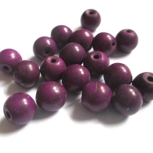 30 perles prune turquoise de synthèse howlite 6mm 
