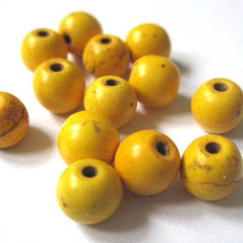 25 perles jaune turquoise de synthèse howlite 6mm 