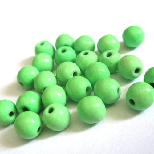 30 perles vert pomme turquoise de synthèse howlite 6mm 