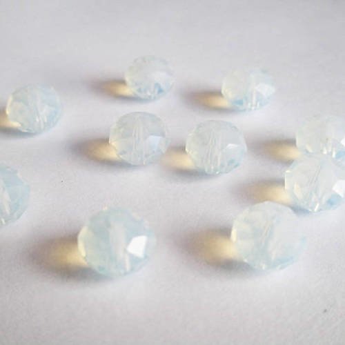 10 perles rondelle cristal irisé a facette couleur blanc 8x10mm 