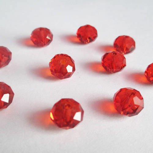 10 perles rondelle cristal irisé a facette couleur orange 8x10mm 