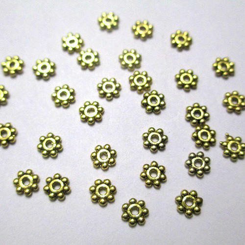 50 perles intercalaire fleur en métal 4mm couleur doré 
