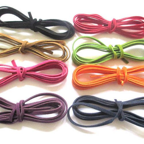 8 x 1m cordon de laine aspect daim mélange de couleur 