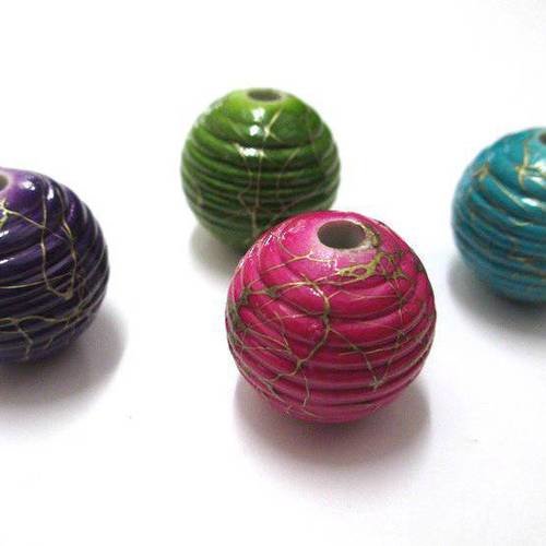 4 perles acrylique mélange de couleur tréfilé doré 19mm 