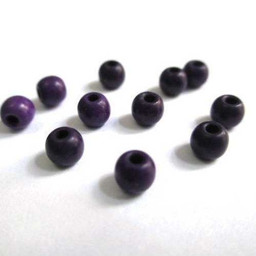 20 perles violet en turquoise de synthèse 4mm 