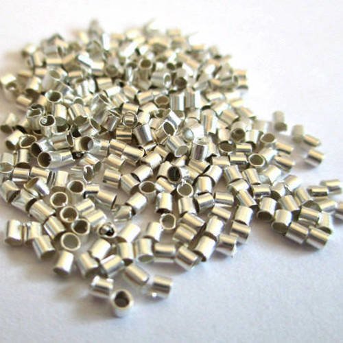 100 perles tubes à écraser métal argenté 1.5mm 