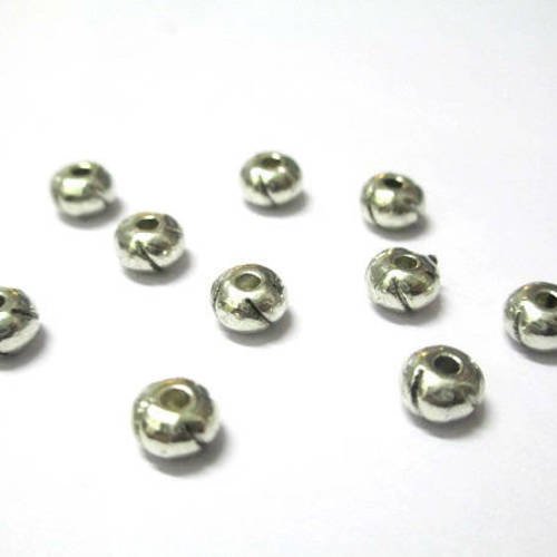 10 perles métal intercalaires rondelle couleur argent 5.5x4mm 