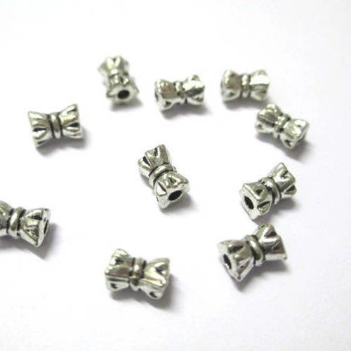10 perles métal intercalaires couleur argent vielli 6x4mm 
