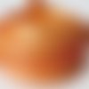 1 mètre ruban gros grains orange  imprimé étoiles blanches  15 mm 