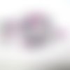 20 perles en verre blanc mouchetée fuchsia et gris 4mm 
