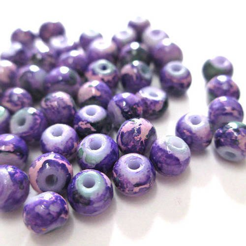 20 perles violet tréfilé rose en verre peint 4mm (a-19) 