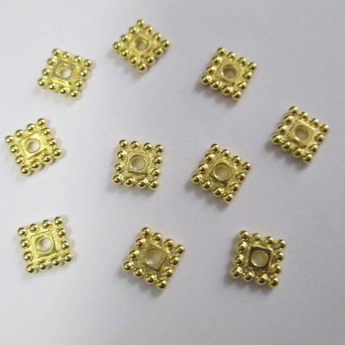 10 perles métal intercalaires carrés couleur doré 7mm 