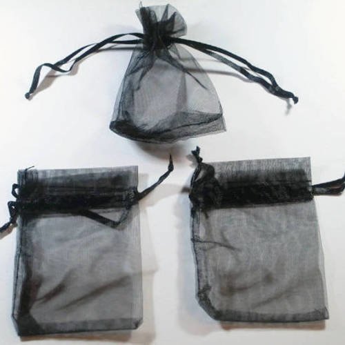 10 pochettes organza noir 9x7cm 