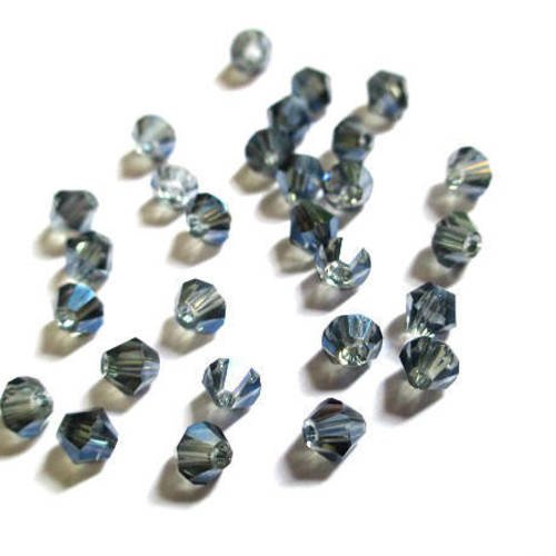20 perles toupies bleu gris irisé 4mm imitation cristal autrichien 