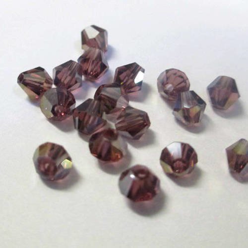 20 perles toupies violet irisé 4mm imitation cristal autrichien 