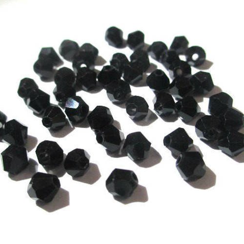 20 perles toupies noires irisé 4mm imitation cristal autrichien 