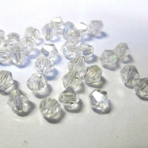 20 perles toupies transparent irisé 4mm imitation cristal autrichien 