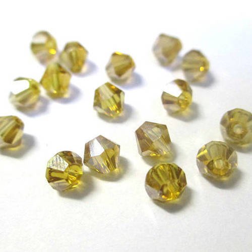 20 perles toupies jaune irisé 4mm imitation cristal autrichien 