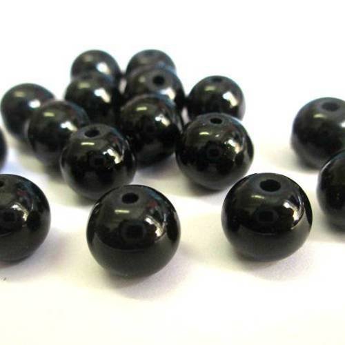 10 perles noires en verre peint 8mm (r-47) 