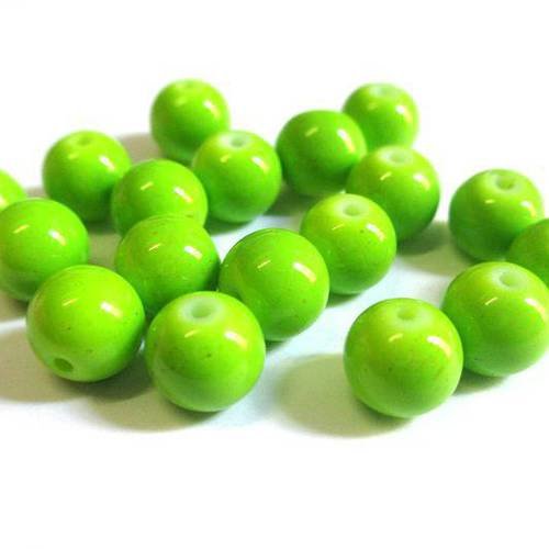 10 perles vertes anis en verre peint 8mm (r-58) 