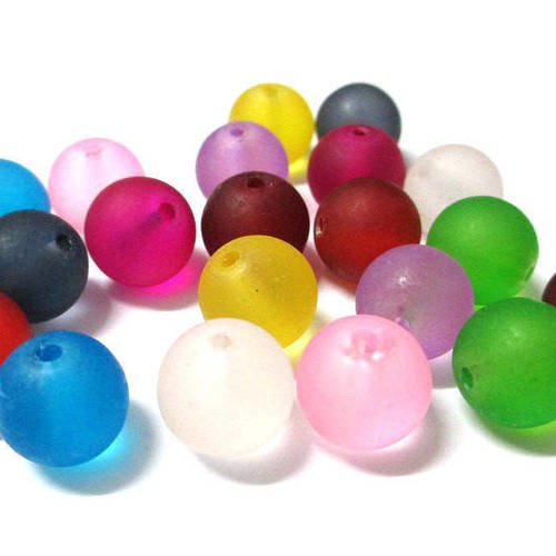 20 perles givré en verre 12mm mélange de couleur (n-42) 