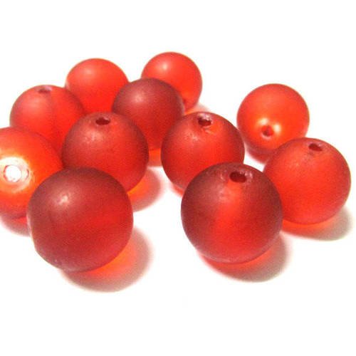 10 perles givré orange en verre 12mm (n-37) 