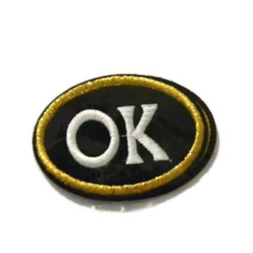 Écusson, patch embellissement applique thermocollant motif ok 7x5cm 