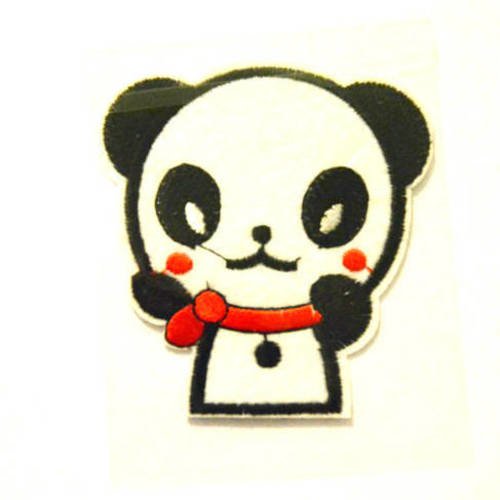 Écusson, patch embellissement applique thermocollant motif panda 8cm 