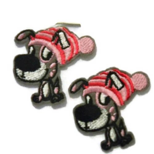 2 écussons, patch embellissement applique thermocollant motif chien 5cm 