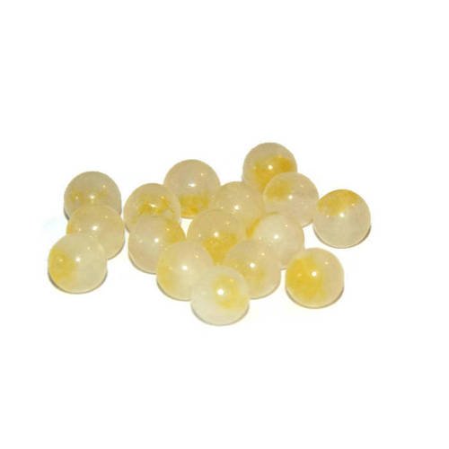 10 perles jade naturelle blanc et jaune 6mm 