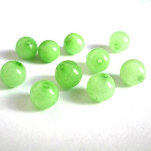 10 perles jade naturelle vert pomme 6mm (16) 