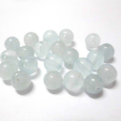10 perles jade naturelle bleu clair 6mm (a) 