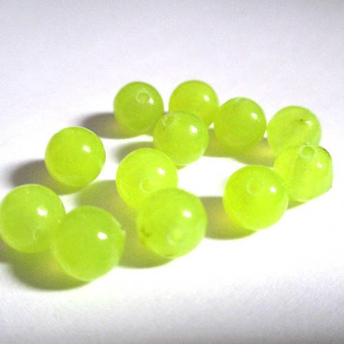 14 perles jade naturelle jaune fluo 6mm (12) 