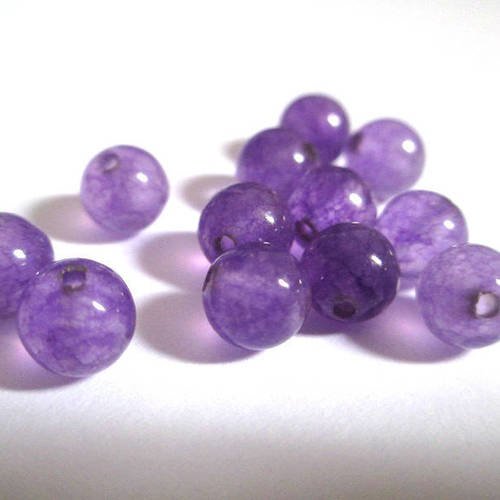 10 perles jade naturelle violet 6mm (31) 