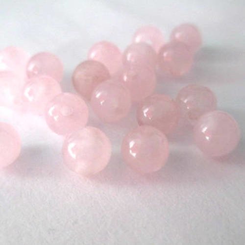 10 perles jade naturelle rose clair 6mm 