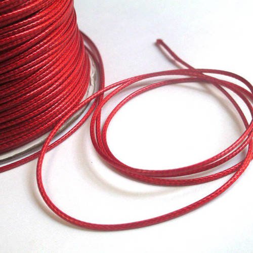 10m  fil cordon polyester rouge ciré 1mm 