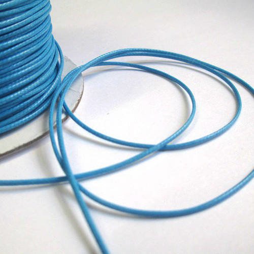10m  fil cordon polyester bleu ciré 1mm 