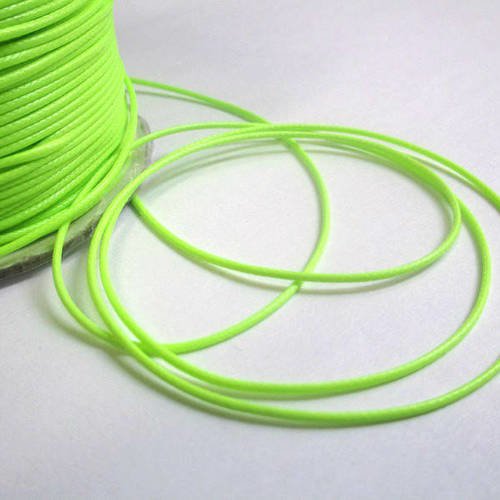 10m fil cordon polyester vert fluo ciré 1mm 