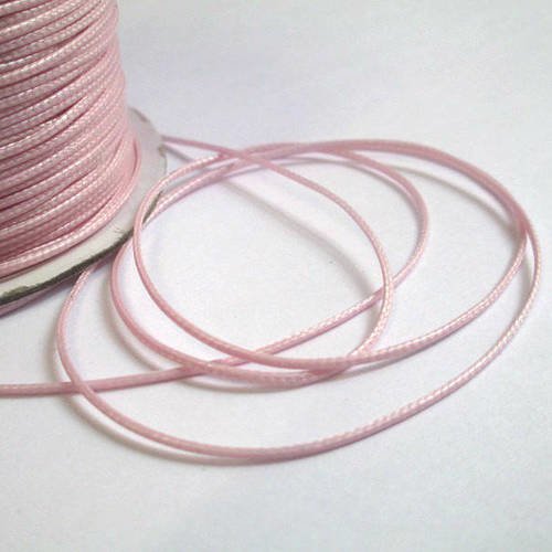10m fil cordon polyester rose clair ciré 1mm 