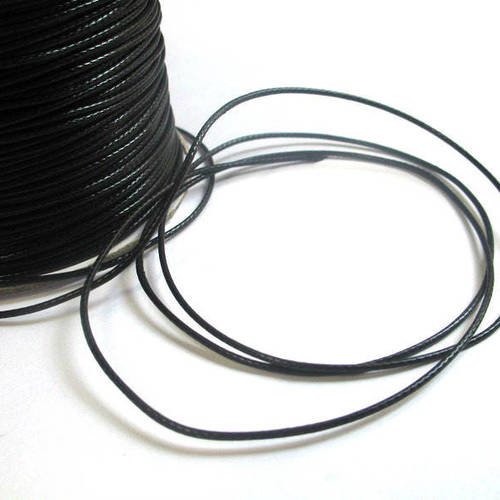 10m fil cordon polyester noir ciré 1mm 