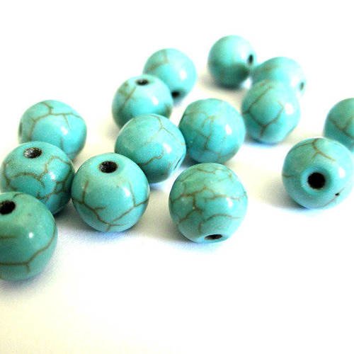20 perles turquoise de synthèse howlite 8mm 