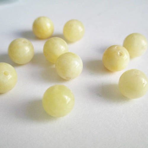 10 perles jade naturelle jaune 8mm 