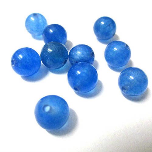 10 perles jade naturelle bleu 8mm 